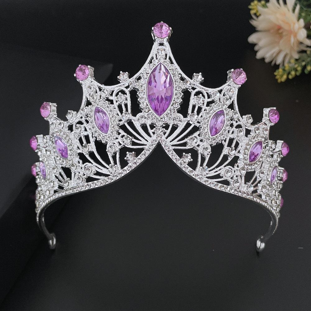 New Violet Rhinestone Bridal Crown Wedding Dress Accessories Bridal Tiara Hair Accessories