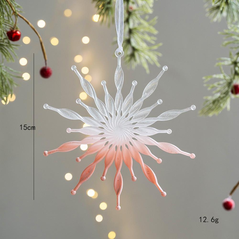 Snowflake Icicle Christmas Pendants Crystal Acrylic Christmas Tree Ornaments Happy New Year Home Table Decor Hanging Pendant