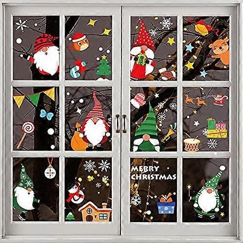 Christmas Window Stickers 6 Sheet, Xmas Window Decor Clings PVC Static Stickers for Glass,Removable Christmas Window Display Sticker