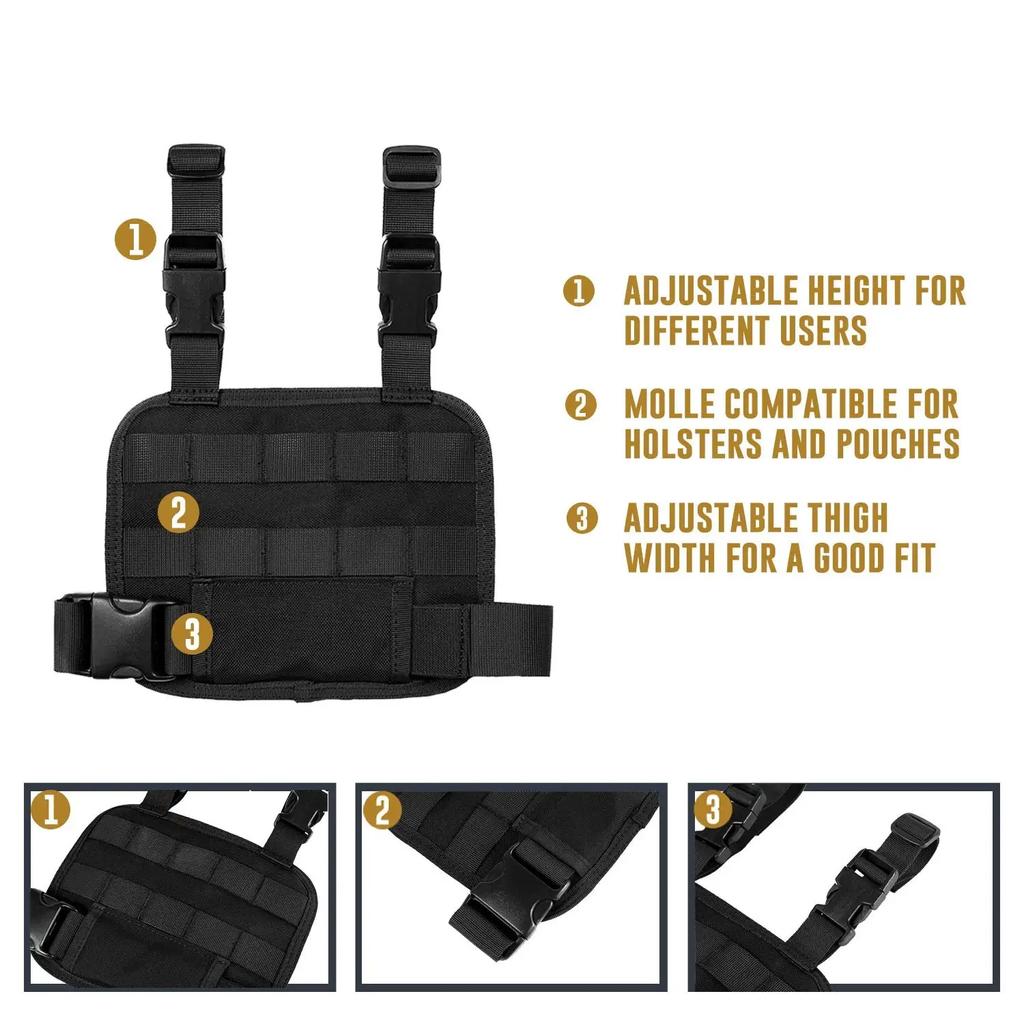 Leg Drop Platform MOLLE Adjustable Leg Drop Panel Thigh MOLLE Rig with Adjustable Waist Belt and Thigh Straps