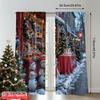 2 Stück 2D Flachdruck Frohe Weihnachten Fenstervorhänge Santa's Spielzeugladen Weihnachtsszene Polyesterstoff Ohne Strom