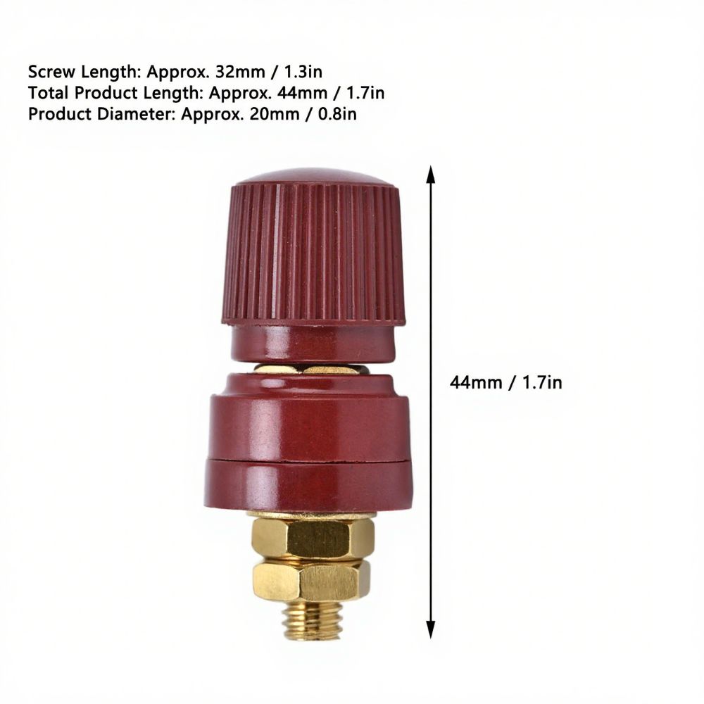 1 Pair copper Binding Post 32mm Screw Rod 44mm Length Copper Binding Post M6 Thread 220V 380V Copper Welding Terminal