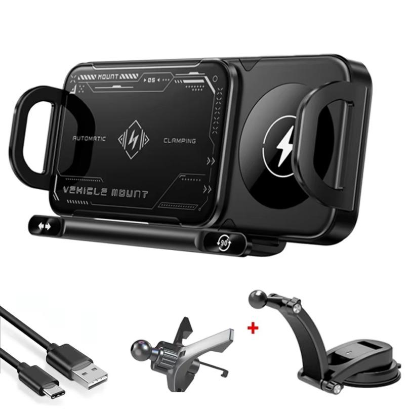 Fold Screen Car Fast Wireless Charger Dual Coil Stand For Samsung Galaxy Z Fold 6 5 4 S24 Ultra iPhone 16 15 14 Pro Max Xiaomi