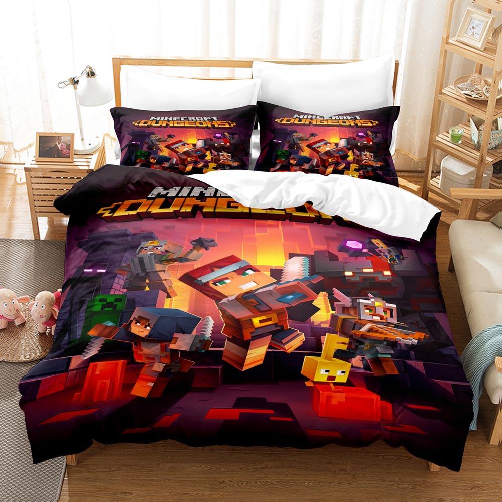 Three-piece home textile four-piece set, cartoon ROBLOX My World digital printing bedding