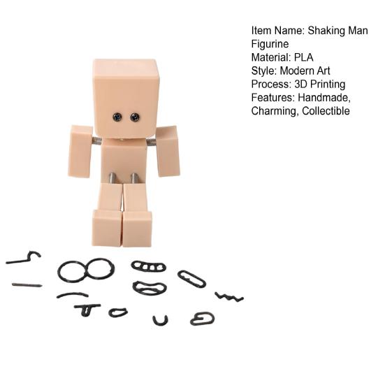 Muñeco de Pies Temblorosos Impreso en 3D Figura de Hombre Tembloroso Decoración Oscilante Física sin Batería con 12 Expresiones para Salpicadero de Coche Escritorio de Oficina Hogar