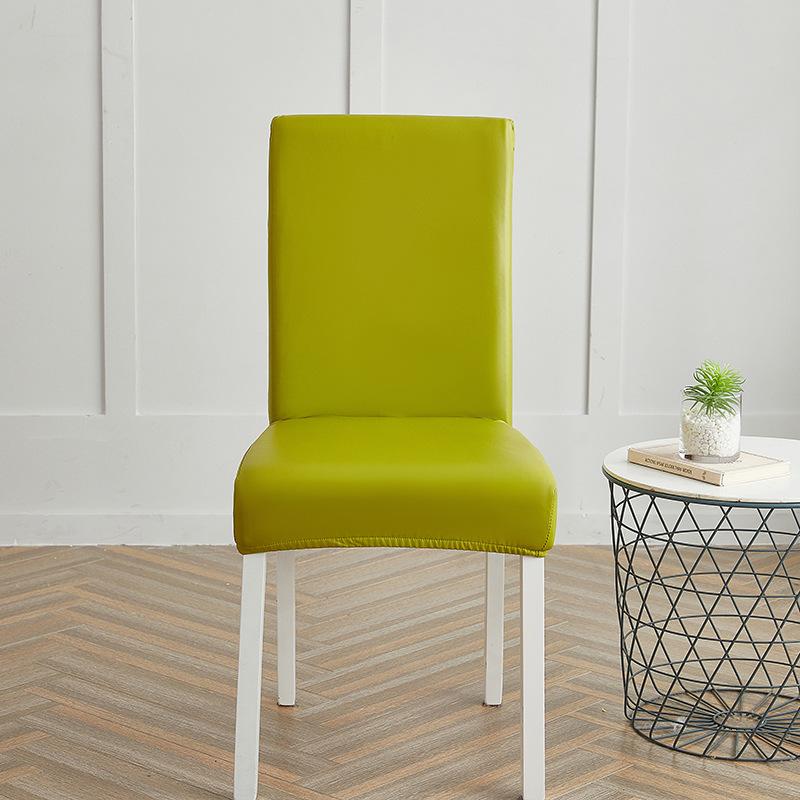Solid Color Elastic Leather Seat Set Dining Chair Office Waterproof Dustproof Chair Cover