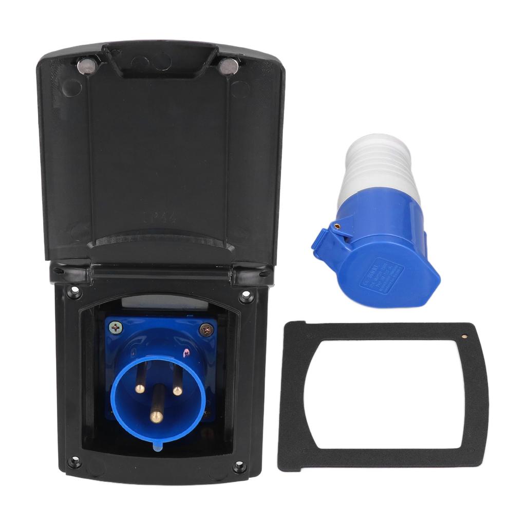 32A 220V‑250V RV External Power Outlet Box 3 Pin Plug Socket Waterproof Embedded Mounting for Campers Trailer