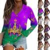 Ladies' Carnival Printed Fashion Shoulder Long Sleeve T-shirt Casual Top