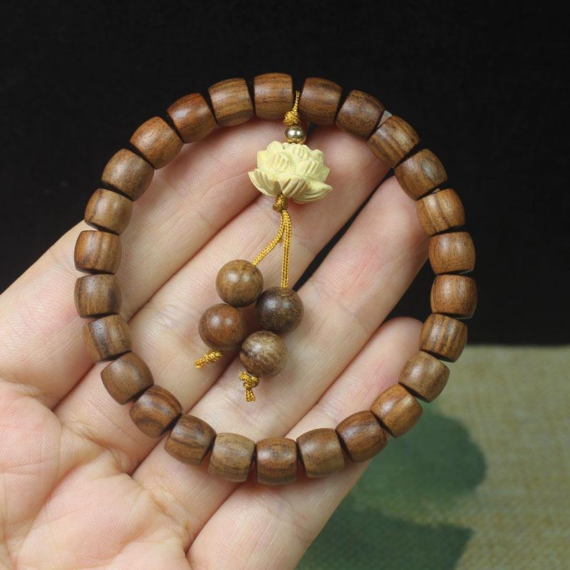 8mm Straight Cut Black Rosewood Bracelet Lotus Cat Paw Design Ladies Wooden Gift Hand Ornament