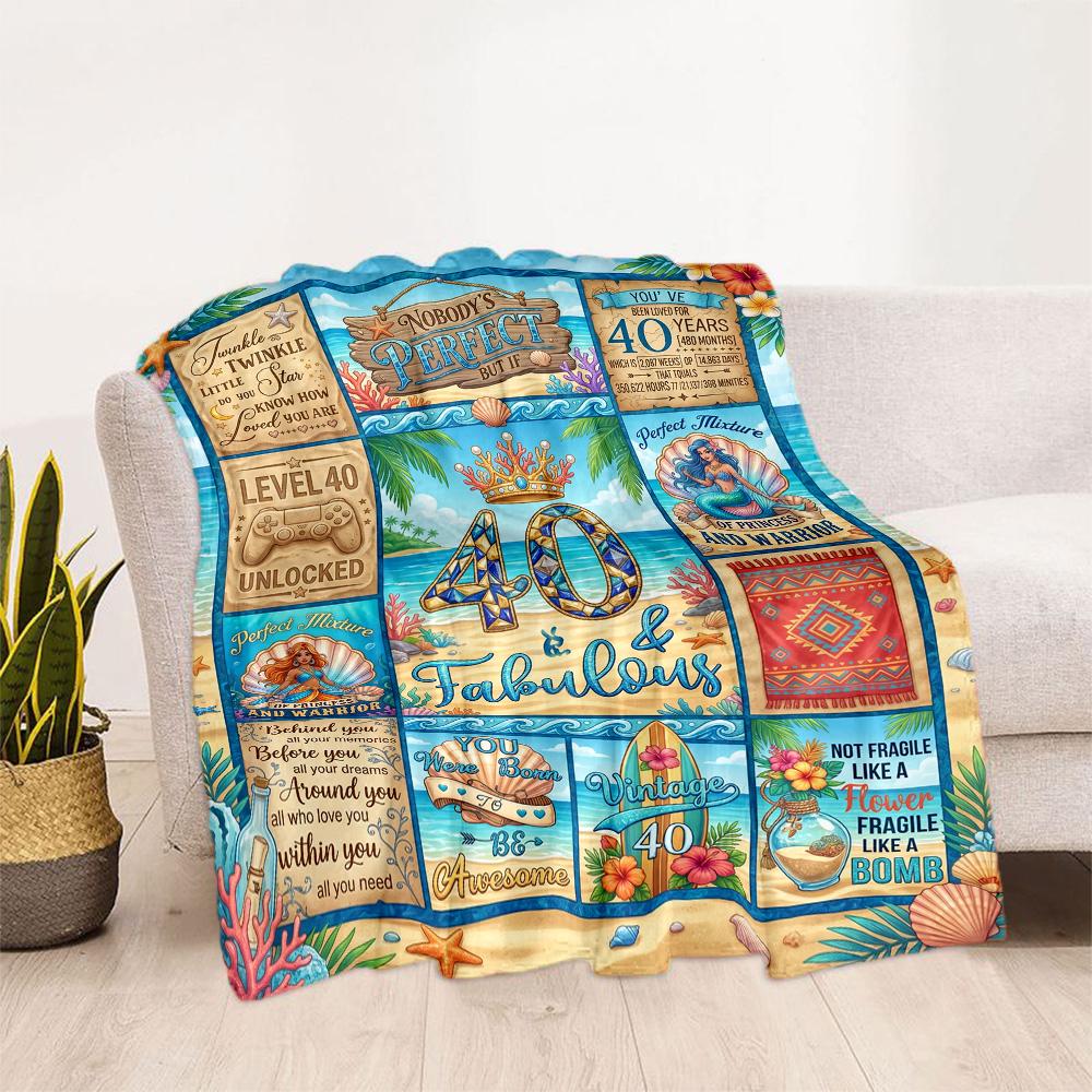 Happy 40th Birthday Quotes Blanket Durable Comfort Perfect for Bedding Couch Chair Four Seasons Universal Modern Style