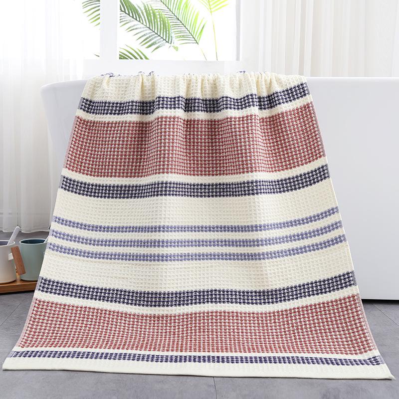 Adult-Size Quick-Drying Pure Cotton Waffle Gauze Bath Towel - High-Quality Honeycomb Design for Newborns
