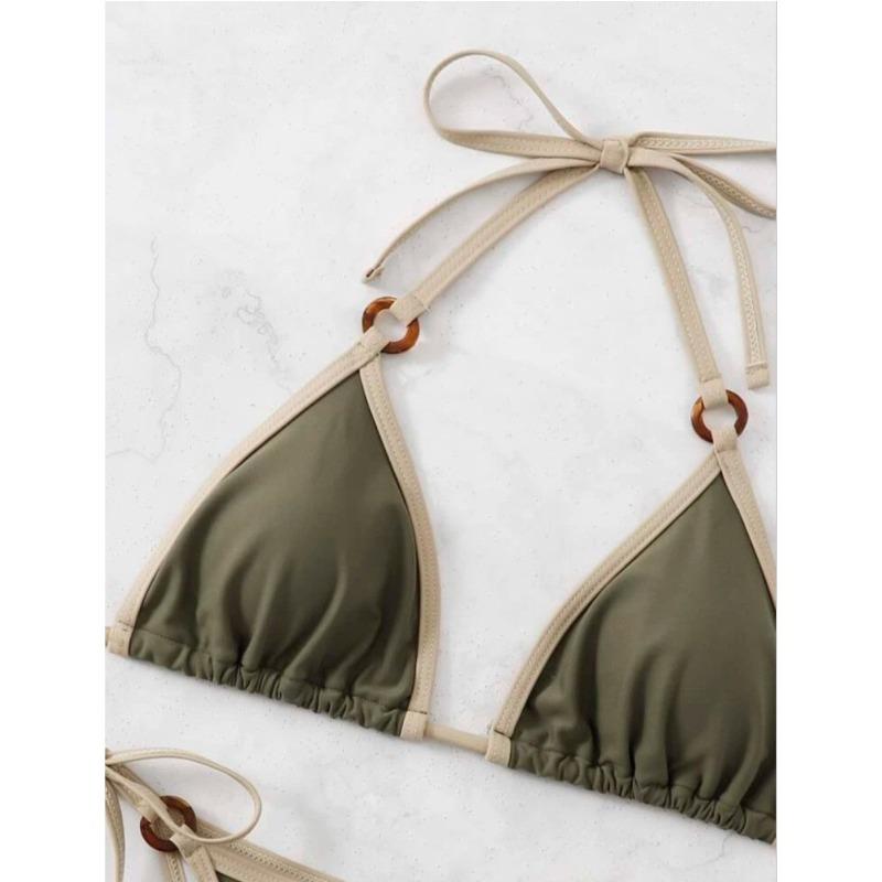 New sexy solid color split bikini suspender women's swimsuit fashion
