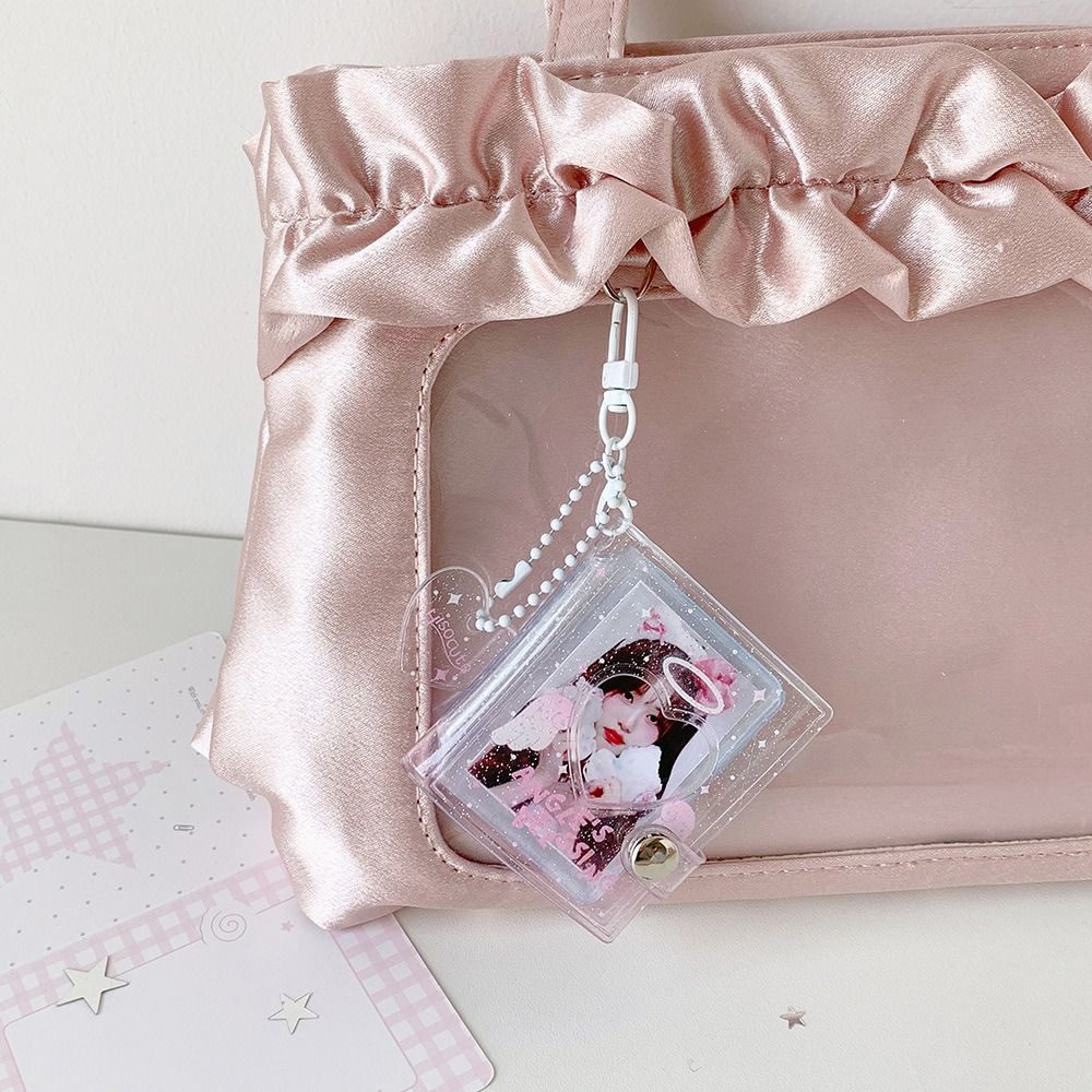 32 Clear Pockets Mini Photo Album Shining Star Keychain Kpop Card Binder Cute Photo Storage Album