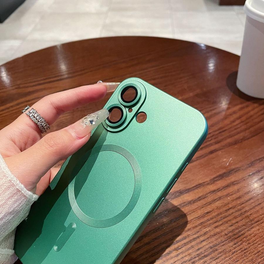 Luxury Spray Metal Paint Magnetic Wireless Charging Phone Case for iPhone 16 Pro Max 16 Plus iPhone 15 Pro 14 Plus 13 12 11 Phone Bumper Cover