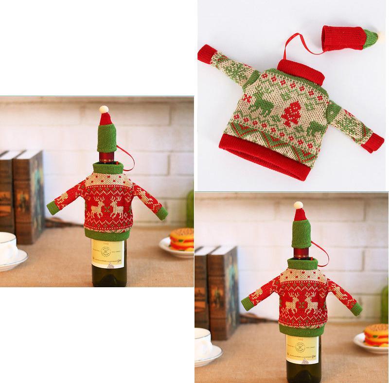 Christmas Knit Sweaters Wine Bottle Decor For Holiday Atmosphere