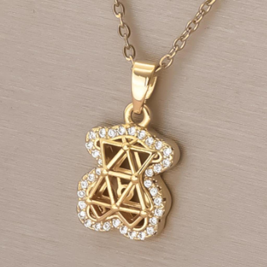 Cross-border Care Bear Zircon Necklace: Simple Pendant with O-chain
