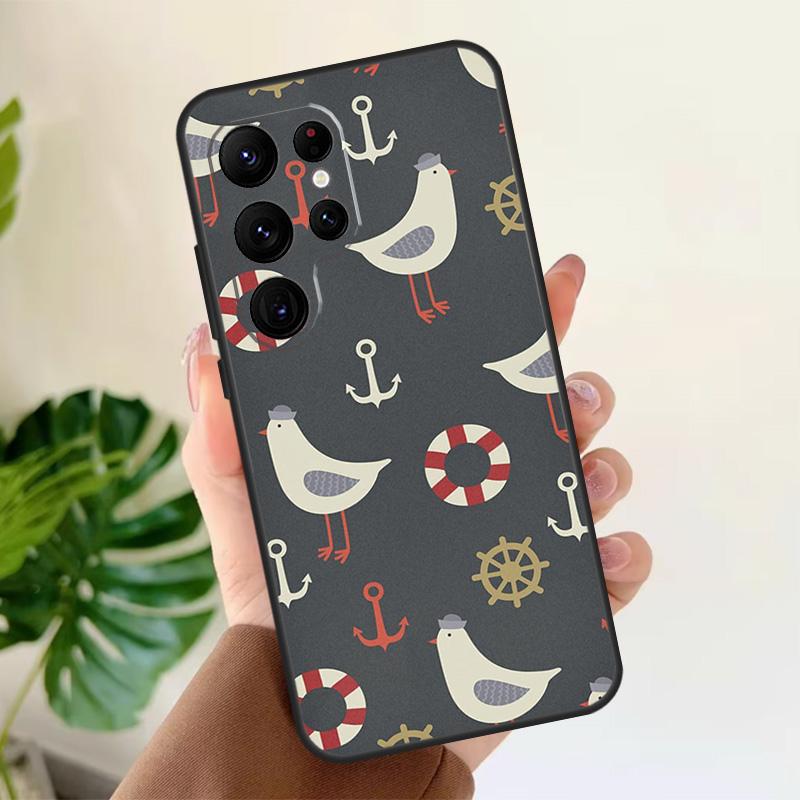 Nautical Seagull Pattern Soft Case For Samsung Galaxy S21 S22 S23 S24 S25 Ultra S9 S10 Plus S20 FE S24 FE Phone Cover