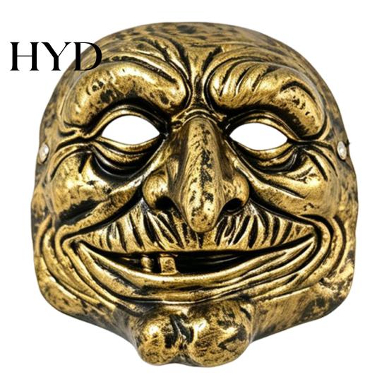 Masque Grimace Doré et Argenté Halloween Masque de Clown Vintage, Accessoire Effrayant Vision Confortable pour Fête, Costume de Mascarade Effrayant Maison Hantée