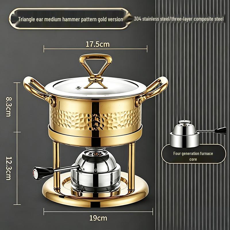 304 Stainless Steel Single-Person Hot Pot with Inflatable Gas Stove for Home, Commercial, and Camping Use