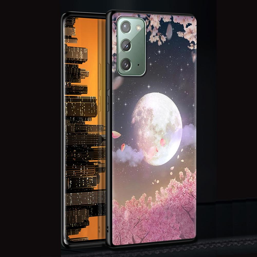 Anime Plum Cherry Blossom Girl Case for Samsung Galaxy Note 20 Ultra 10 Lite 9 8 A12 A52 A51 S20 FE Black Soft Phone Coque