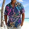 Men's Neon Tropical Printed shirt, Short Sleeved Shirt With pockets, Suitable For Beach Travel And Psychedelic Summer Atmosphere