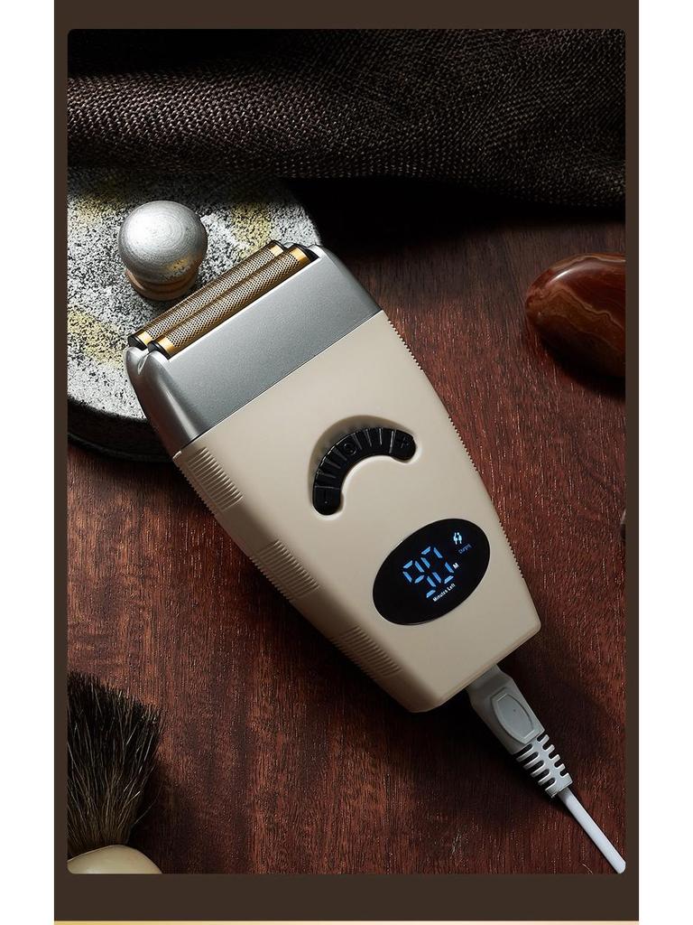 Kuangjie Dual-Function Electric Shaver with Digital Display and Sideburn Trimmer