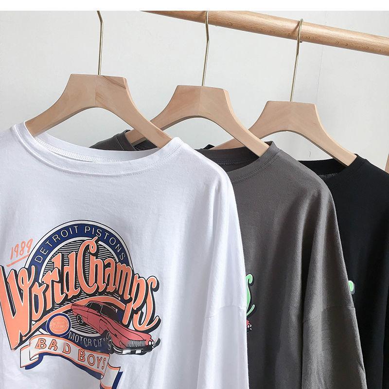 Cotton Long Sleeve T-shirt Personalized Printed Casual Comfortable Loose Hoodies Short Sweater