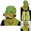 Halloweenská strašidelná maska zelené ryby s drápy pro cosplay a kostýmové večírky