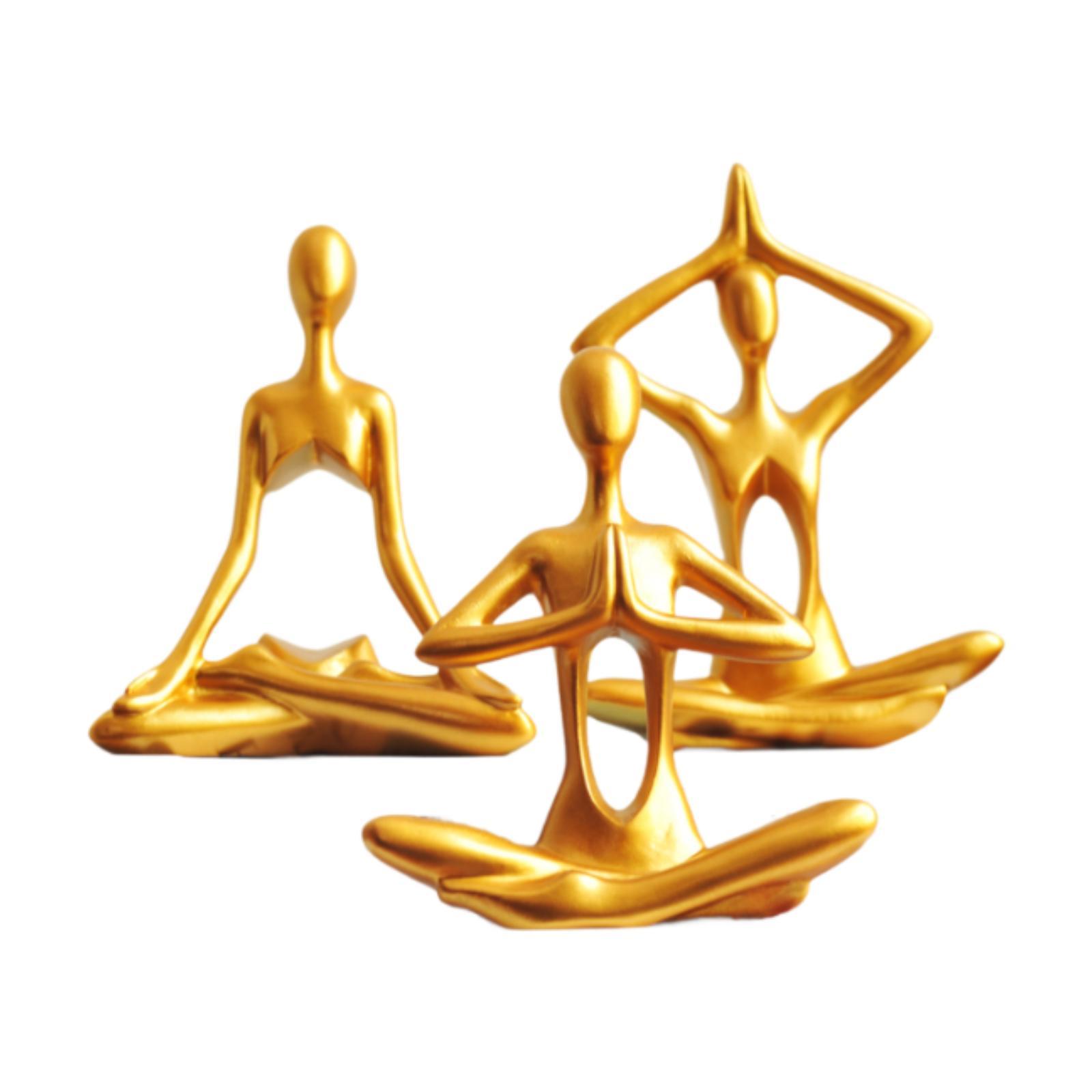 

3 шт. Статуэтки для йоги, коллекционные новинки, декоративные фигурки, современные статуи для офиса, спальни, камина, гостиной, стола золотой