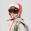Children's cap winter Boys Girls outdoor velvet warm ear protection Bomber Hat goggles integrated pullover flight cap