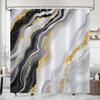 Black And Gold Marble Shower Curtain - Grey Abstract Modern Luxury Decor - Washable Fabric Curtain - Minimalist Bathroom Decor