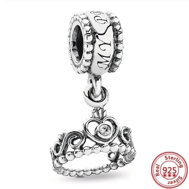 Copper Metal Princess Crown Charm Bead Component Cake Trojan Bead Component Pendant Bead Component Compatible With Authentic Original Necklace