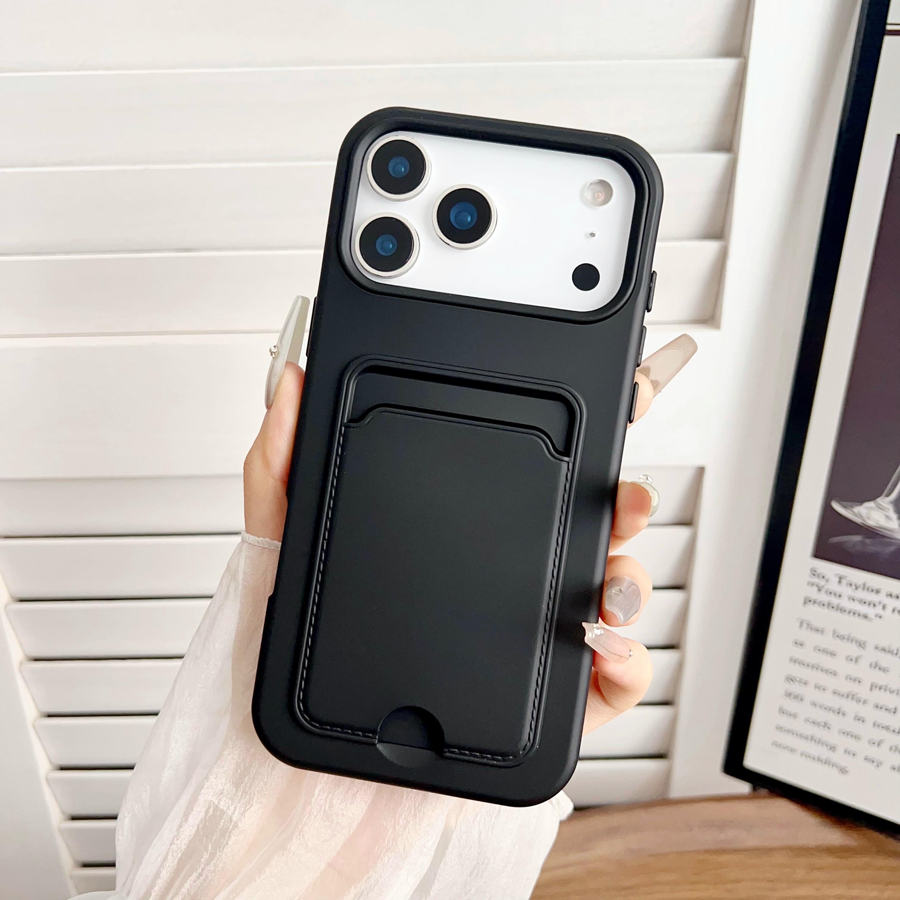 

2 IN 1 Card Slot Bag Silicone Case For iPhone 17 Air 16 15 14 13 12 11 Pro Max Plus 16E Wallet Shockproof Hybrid PC Cover iPhone17 Pro