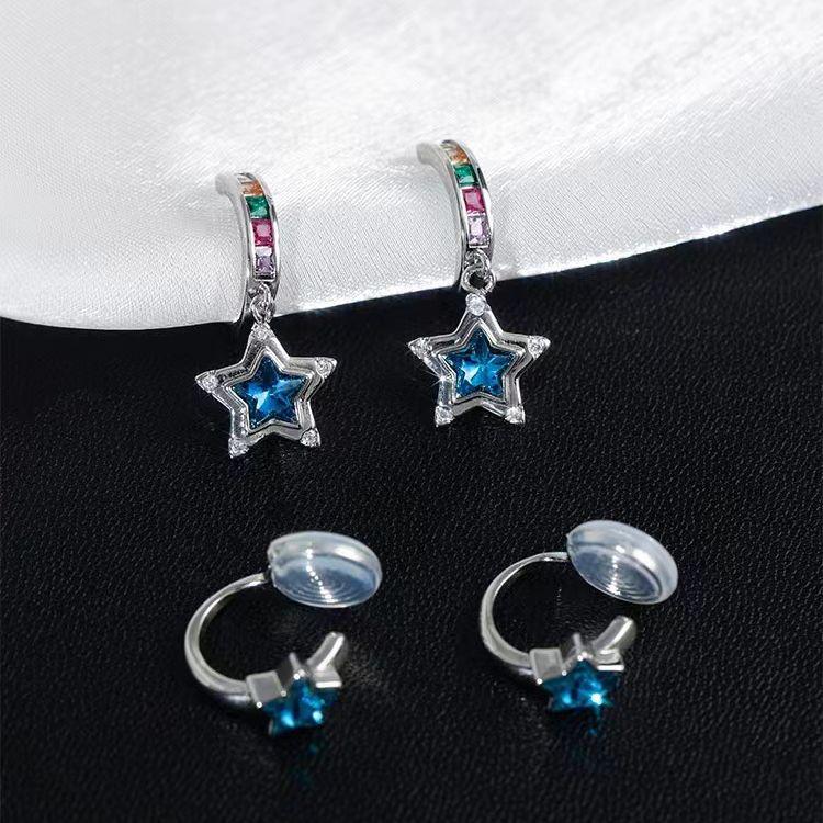

Zircon Blue Asymmetrical Star Ear Clip - Painless Women s Jewelry, 2023