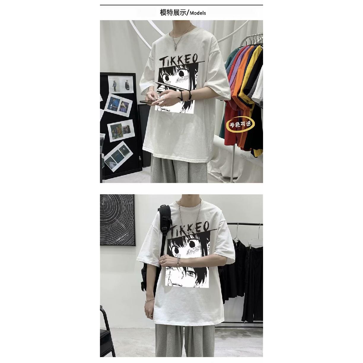 

Новая футболка с коротким рукавом, мужская летняя футболка в корейском стиле, модный простой топ с коротким рукавом, свободная повседневная футболка в гонконгском стиле M белый