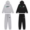 Unisex Kapuzenpullover Set Mit Stickerei Fleecegefüttert Warm Winterlich Lässig Trainingsanzug In Grau Schwarz