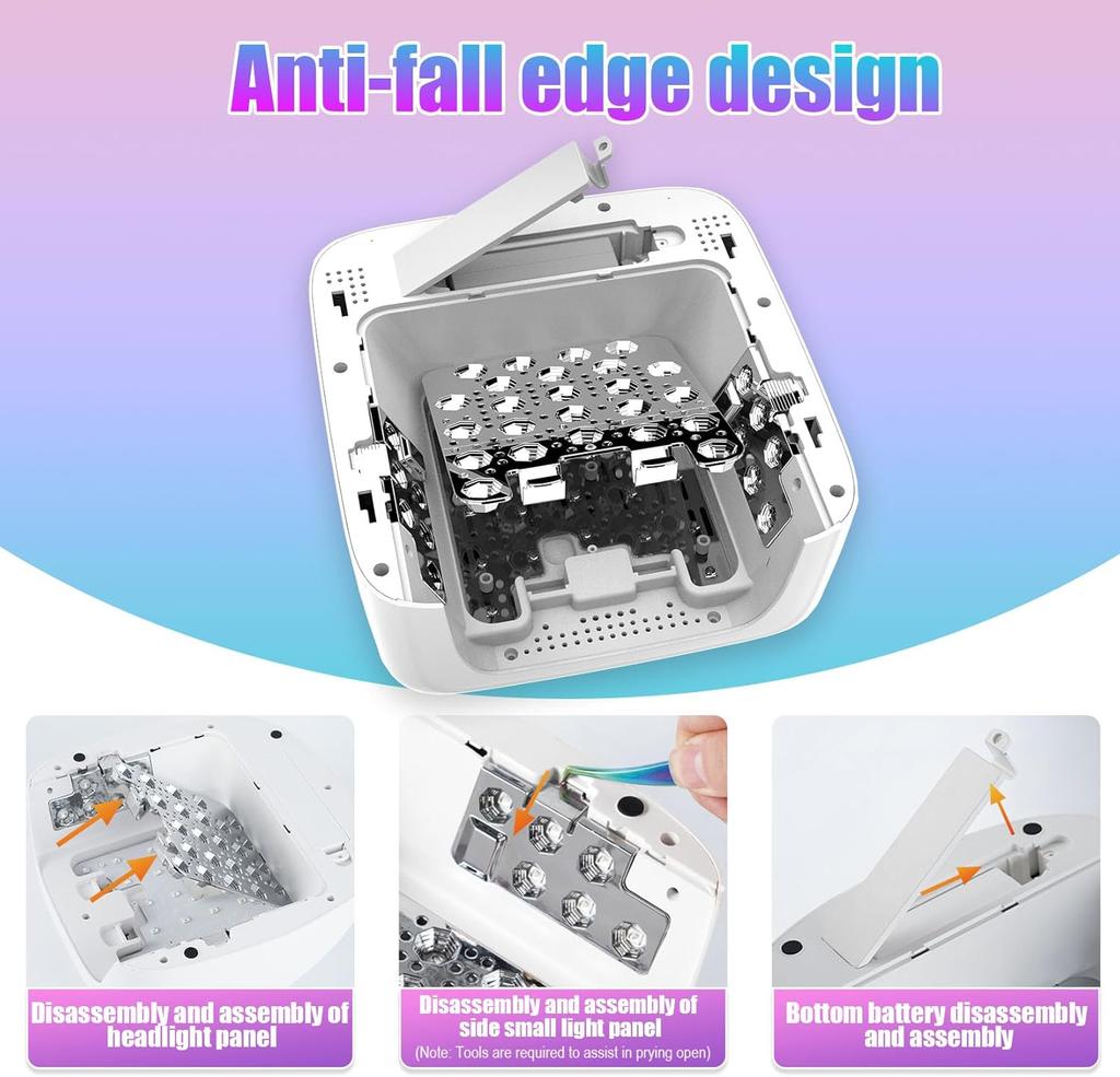 Cordless Rechargeable 72W UV LED Nail Lamp, Wireless Gel Dryer with Metallic Reflector & Base (White)