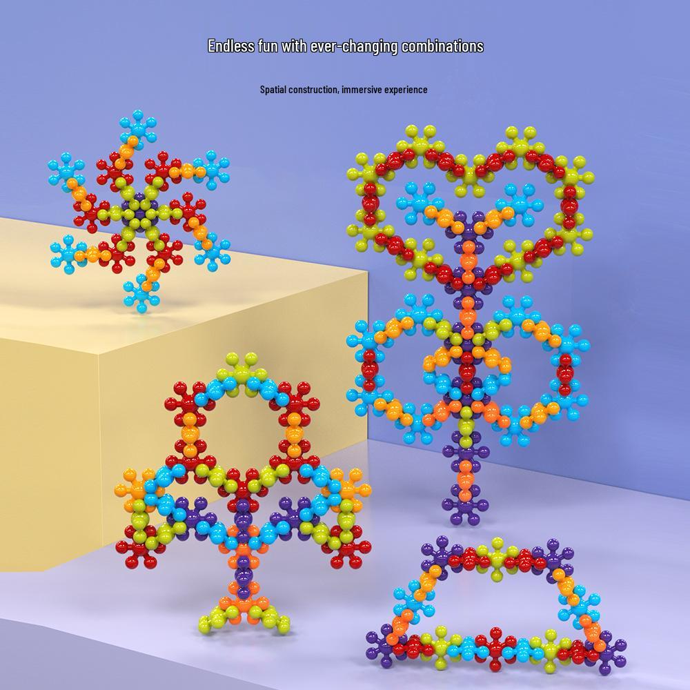 3D Stereo Plum Blossom Building Blocks – Rotating Snowflake Interlocking Educational Toys for Children