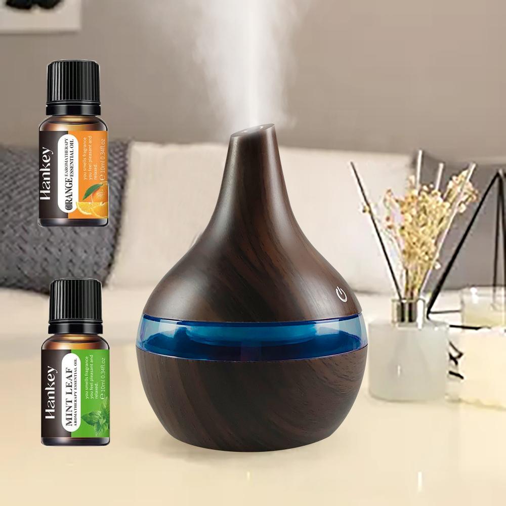 

Diffuser For Home 300ml Humidifier Oil Diffuser Wood Grain Design USBPowered Includes 2 Aroma Oils