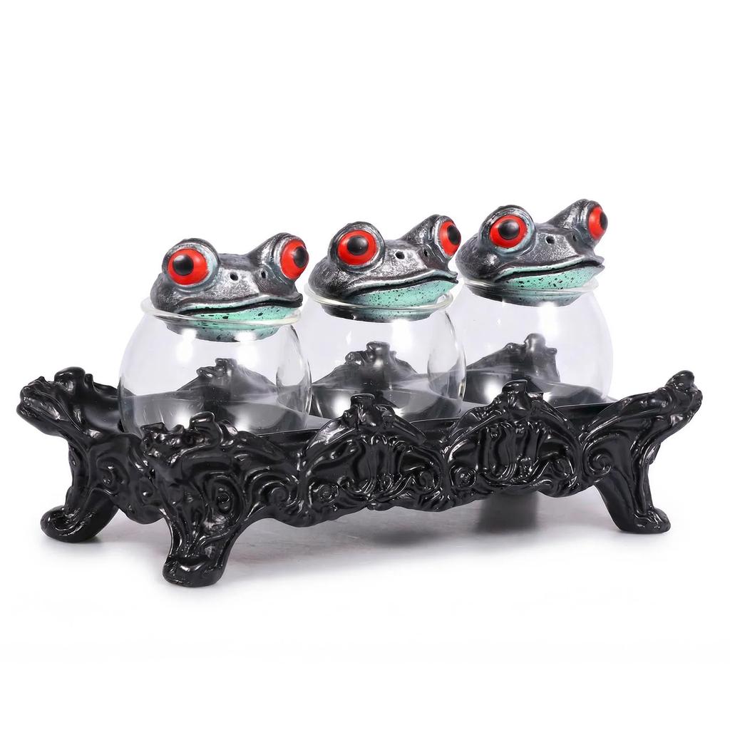 Witchy Frog Apothecary Spice Jars Clear Seasoning Jars Gothic Style Salt Sugar Pepper Canister Containers With Lids For Kitchen