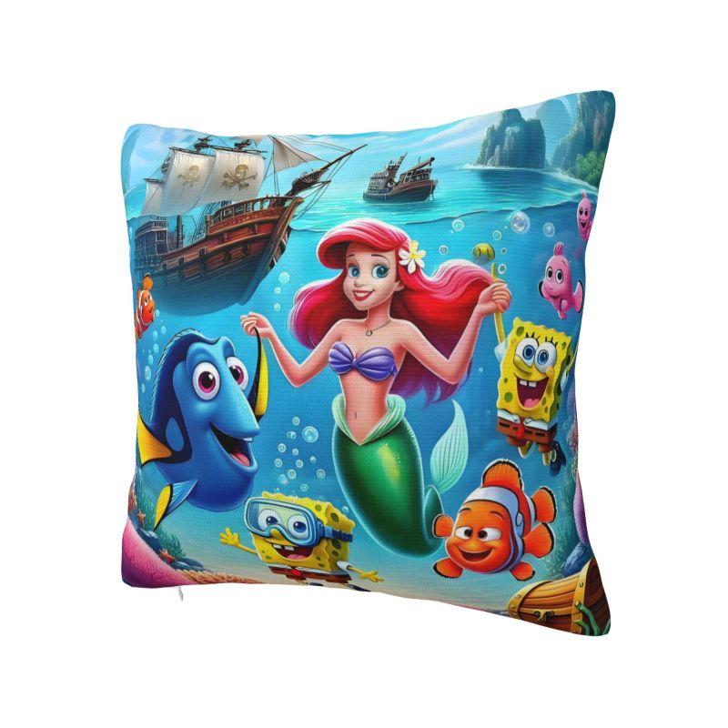 Custom Litt Mermaid SpongeBob Finding Nemo Nordic Pillow Cover Home Decorative Disney Anime Cushions for Sofa