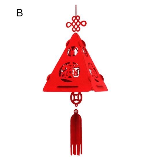 

Pyramid Shape Design Self-assembled Felt Lantern Hanging Pendant New Year Decor B
