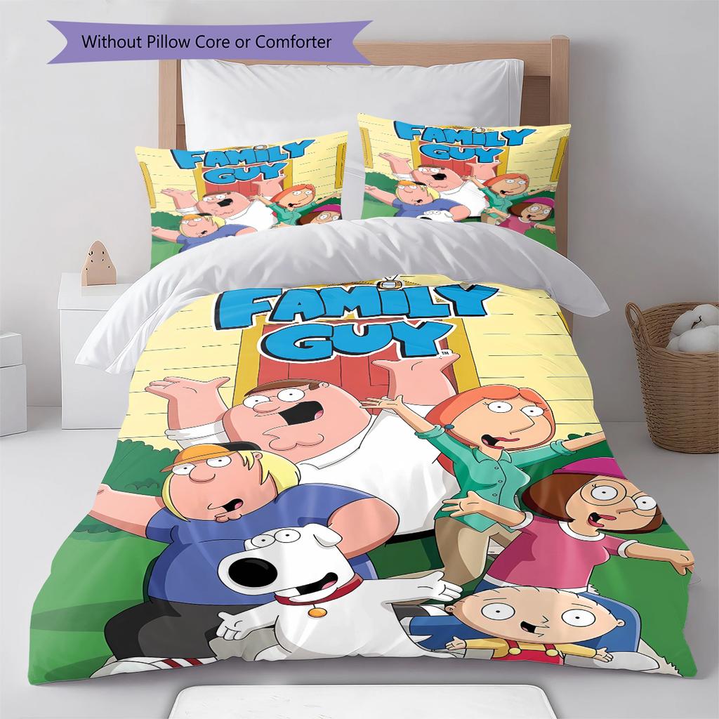 Family Guy Pattern Bedding,Quilt Set Quilt Cover Pillowcase Home Birthday Gift (1 * duvet cover + 2 * pillowcase, without core)