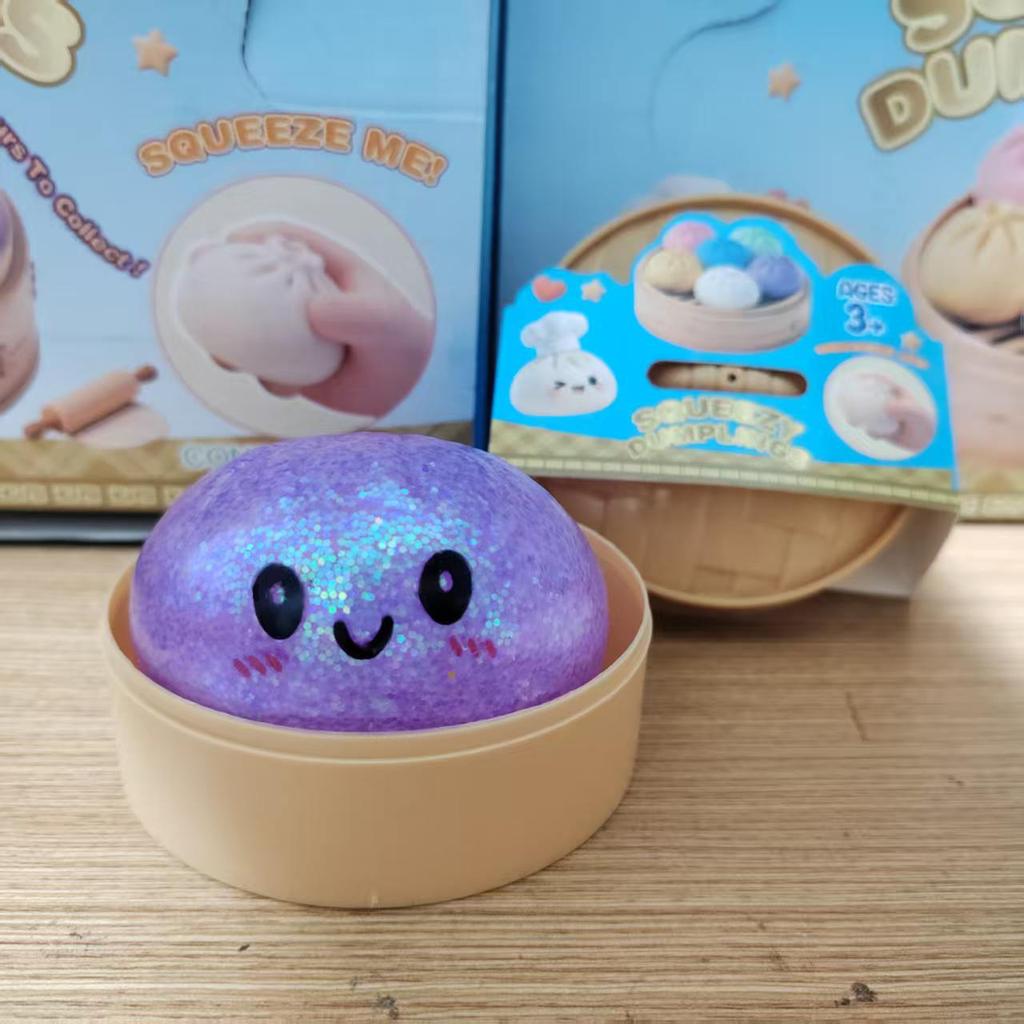 1-12p Push Bubble Colorful Dumpling Squishes Stress With Steamer Cute Anxiety Toy Soft Decompression Dough For Adults Prospector
