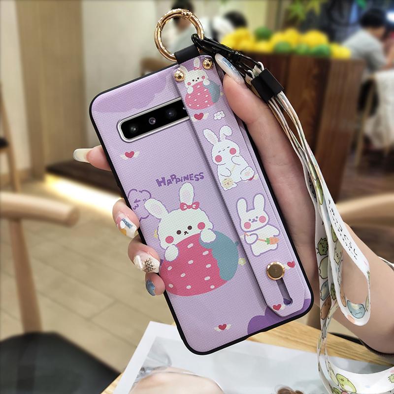 Lanyard Dirt-resistant Phone Case For Samsung Galaxy S10 5G/SM-G977N Soft Case Waterproof Wristband Anti-dust Cartoon