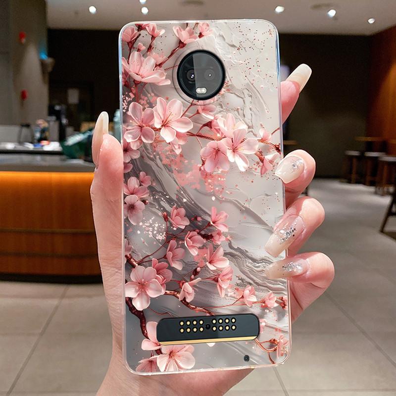 For Motorola Moto Z3 Play Case Clear Luxury Fashion Butterfly Flower Soft Silicone Phone Cover for Moto Z3 Play Transparent Case