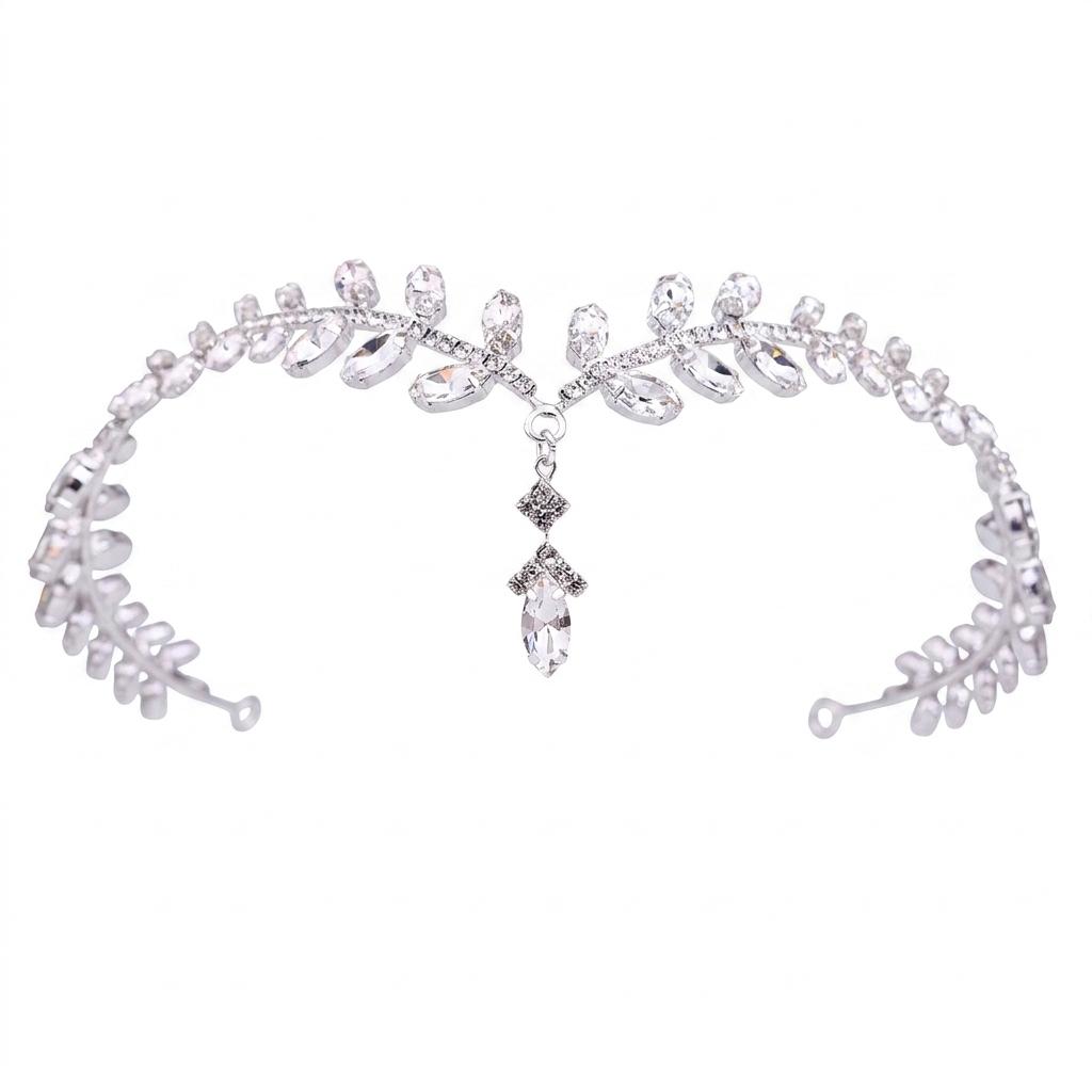 Bridal Hair Band With Rhinestone And Pearl For Wedding Headpiece