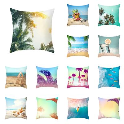 45X45Cm Summer Beach Style Printed Blue Cushion Cover Home Living Room Sofa Decoration Throw Pillow