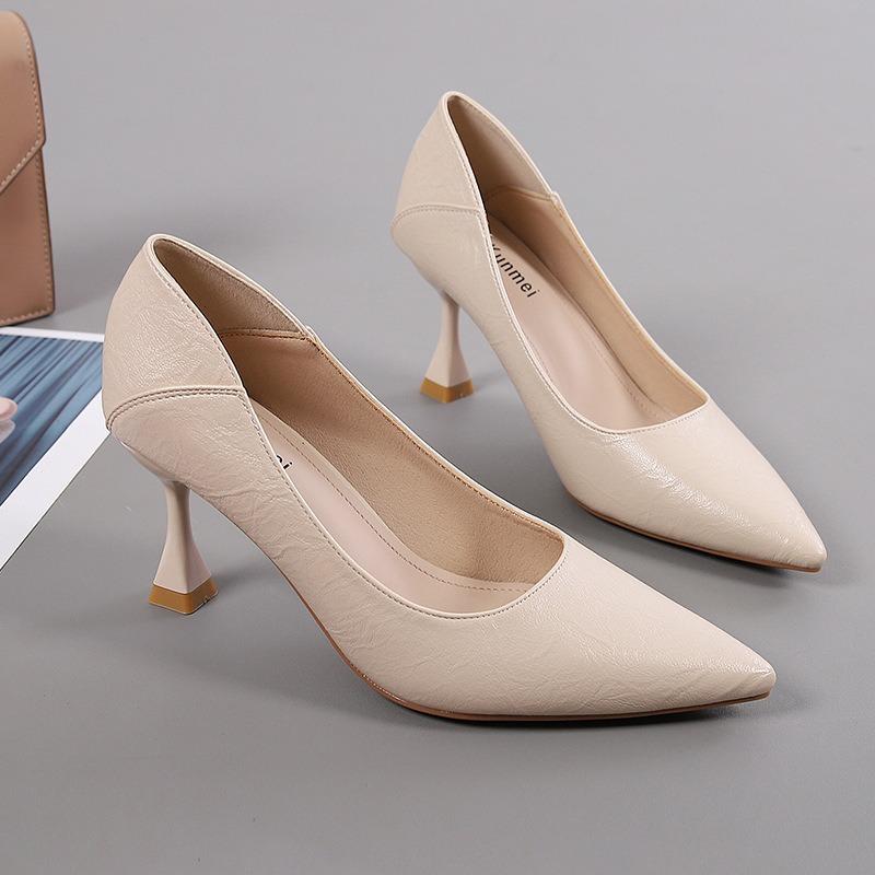 New soft leather professional work shoes women's single shoes temperament pointed high heels women's autumn stiletto women's shoes