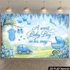Two-dimensional plane party banner background - Fresh blues and country theme, suitable for various celebration scenarios